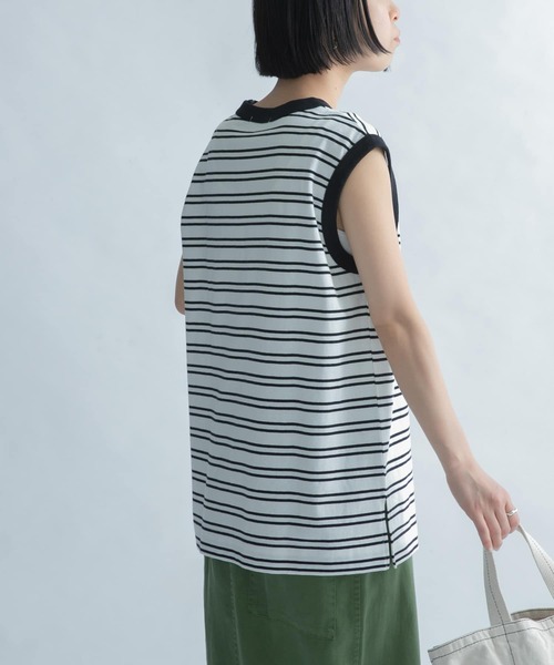 FORK&SPOON（フォークアンドスプーン）の「FORK&SPOON　ボーダーノースリーブTシャツ（Tシャツ/カットソー・レディース・ホワイト系その他/ブルー系その他/レッド系その他・1）」の6枚目の写真