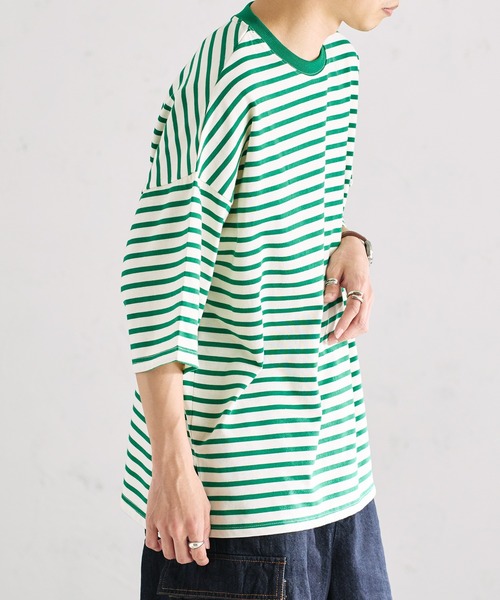 epnok（エプノック）の「ベーシックルーズボーダーTee（Tシャツ/カットソー・メンズ・ブラック/オフホワイト/グリーン・SMALL/MEDIUM/LARGE）」の18枚目の写真