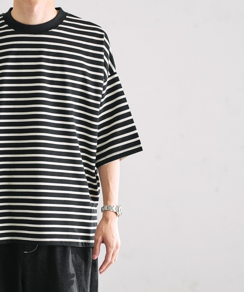 epnok（エプノック）の「ベーシックルーズボーダーTee（Tシャツ/カットソー・メンズ・ブラック/オフホワイト/グリーン・SMALL/MEDIUM/LARGE）」の16枚目の写真