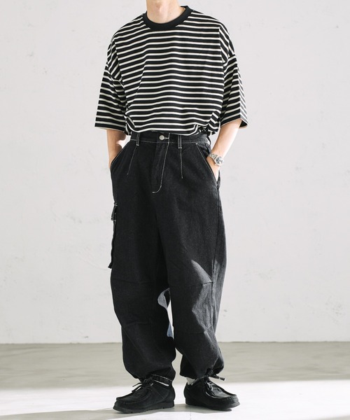 epnok（エプノック）の「ベーシックルーズボーダーTee（Tシャツ/カットソー・メンズ・ブラック/オフホワイト/グリーン・SMALL/MEDIUM/LARGE）」の20枚目の写真