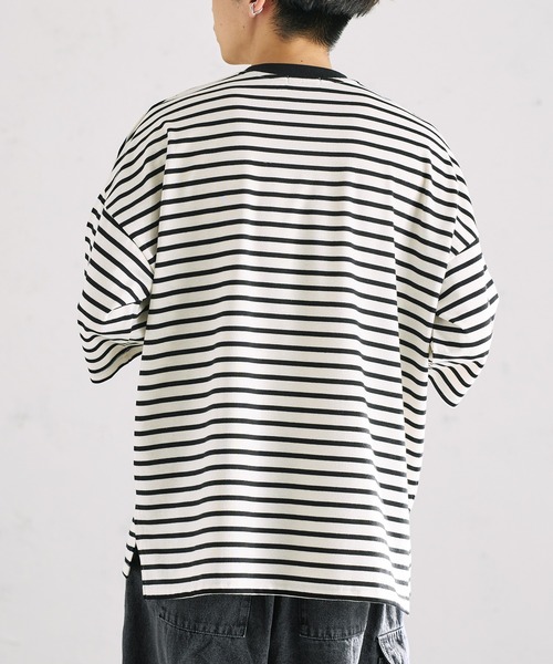 epnok（エプノック）の「ベーシックルーズボーダーTee（Tシャツ/カットソー・メンズ・ブラック/オフホワイト/グリーン・SMALL/MEDIUM/LARGE）」の21枚目の写真