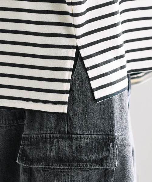 epnok（エプノック）の「ベーシックルーズボーダーTee（Tシャツ/カットソー・メンズ・ブラック/オフホワイト/グリーン・SMALL/MEDIUM/LARGE）」の22枚目の写真