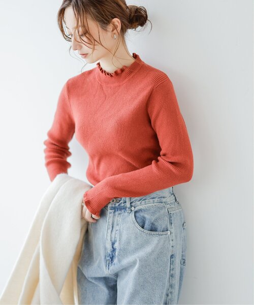 frames RAY CASSIN(フレームスレイカズン)の「畦フリル リブプルオーバー(ニット/セーター・レディース・ブラック/ベージュ/ブラウン/レッド/オフホワイト/サックスブルー/イエロー/グリーン・FREE)」の11枚目の写真