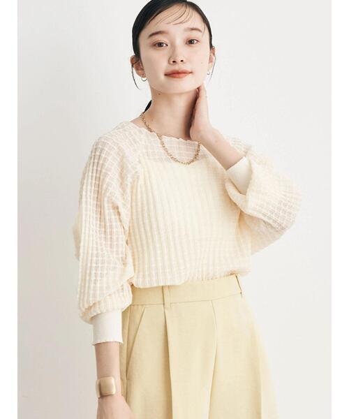 earth music&ecology(アースミュージックアンドエコロジー)の「シアーチェックニットプルオーバー(ニット/セーター・レディース・ブラック/オレンジ/グリーン/アイボリー/ラベンダー・FREE)」の11枚目の写真