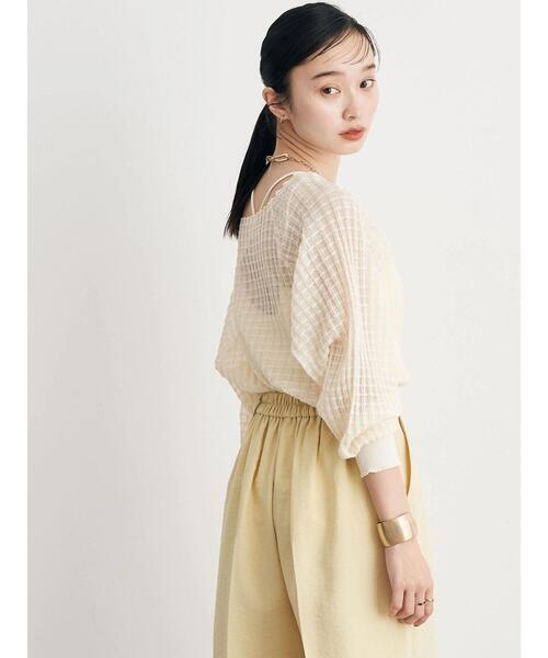 earth music&ecology(アースミュージックアンドエコロジー)の「シアーチェックニットプルオーバー(ニット/セーター・レディース・ブラック/オレンジ/グリーン/アイボリー/ラベンダー・FREE)」の13枚目の写真