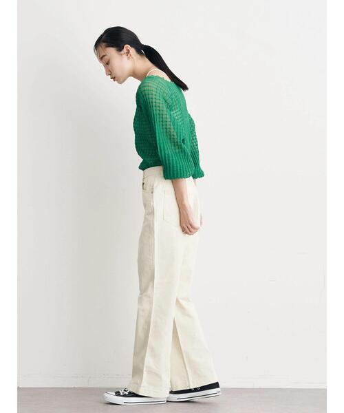 earth music&ecology(アースミュージックアンドエコロジー)の「シアーチェックニットプルオーバー(ニット/セーター・レディース・ブラック/オレンジ/グリーン/アイボリー/ラベンダー・FREE)」の22枚目の写真