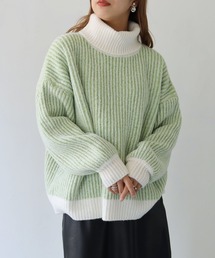 HER CLOSET | 【shemoshelly】WEB限定タートルネックストライプニット(ニット/セーター)