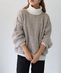HER CLOSET | 【shemoshelly】WEB限定タートルネックストライプニット(ニット/セーター)