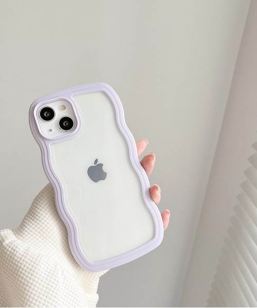 ammy.（エイミードット）の「【 ammy. / エイミードット 】 パステル うねうね フレーム iPhoneケース / X , XS , 12 , 12pro , 13 , 13pro , 14 , 14pro , 15pro , 15 , 16pro , 16 対応（スマホケース/カバー・レディース・ピンク/ブルー/ミント/パープル/イエロー/アイボリー/ブラック・B/C/A/E/D/F/G/H/I/iPhone 16 Pro/iPhone 16）」の5枚目の写真