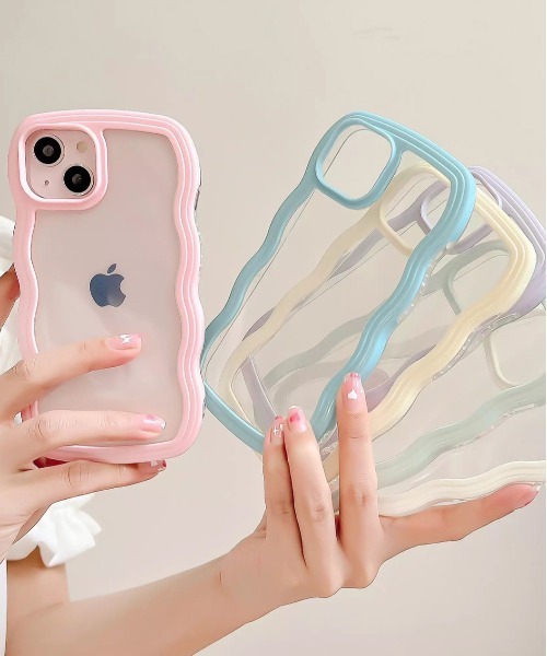 ammy.（エイミードット）の「【 ammy. / エイミードット 】 パステル うねうね フレーム iPhoneケース / X , XS , 12 , 12pro , 13 , 13pro , 14 , 14pro , 15pro , 15 , 16pro , 16 対応（スマホケース/カバー・レディース・ピンク/ブルー/ミント/パープル/イエロー/アイボリー/ブラック・B/C/A/E/D/F/G/H/I/iPhone 16 Pro/iPhone 16）」の7枚目の写真