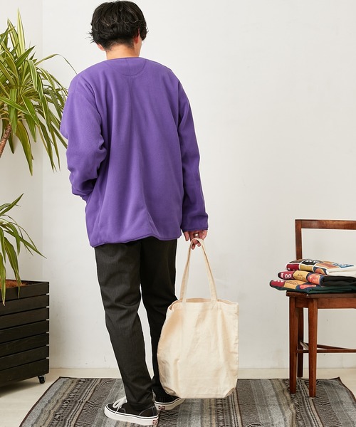 Lee（リー）の「【Lee/リー】別注ノーカラーフリースジャケット（ノーカラージャケット・メンズ・パープル/オフホワイト/ブラック・L/M）」の15枚目の写真