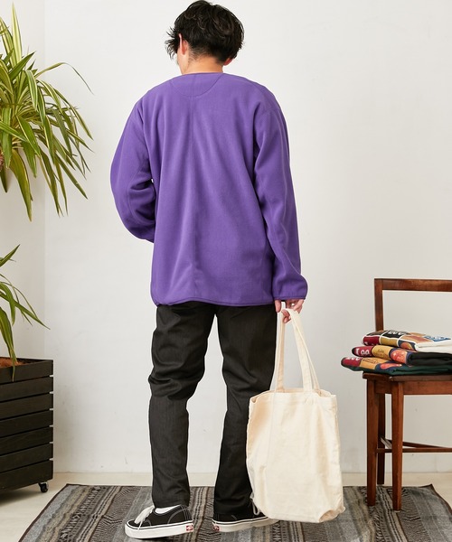 Lee（リー）の「【Lee/リー】別注ノーカラーフリースジャケット（ノーカラージャケット・メンズ・パープル/オフホワイト/ブラック・L/M）」の16枚目の写真