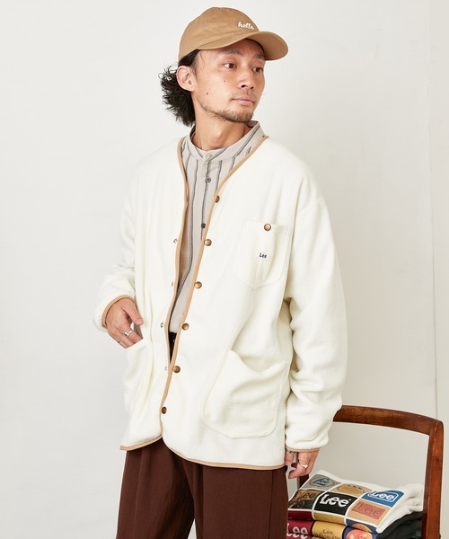 Lee（リー）の「【Lee/リー】別注ノーカラーフリースジャケット（ノーカラージャケット・メンズ・パープル/オフホワイト/ブラック・L/M）」の17枚目の写真