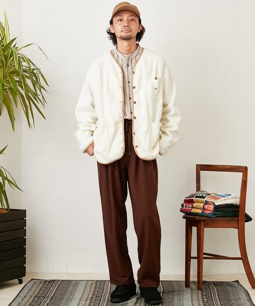 Lee（リー）の「【Lee/リー】別注ノーカラーフリースジャケット（ノーカラージャケット・メンズ・パープル/オフホワイト/ブラック・L/M）」の20枚目の写真