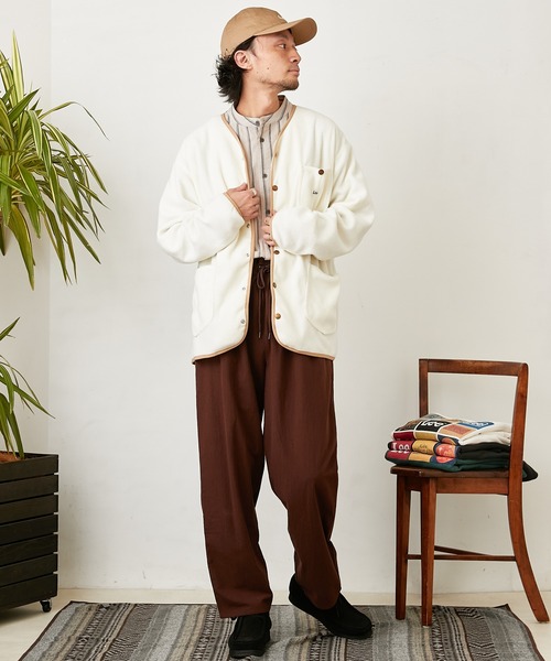 Lee（リー）の「【Lee/リー】別注ノーカラーフリースジャケット（ノーカラージャケット・メンズ・パープル/オフホワイト/ブラック・L/M）」の21枚目の写真