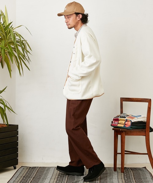 Lee（リー）の「【Lee/リー】別注ノーカラーフリースジャケット（ノーカラージャケット・メンズ・パープル/オフホワイト/ブラック・L/M）」の22枚目の写真