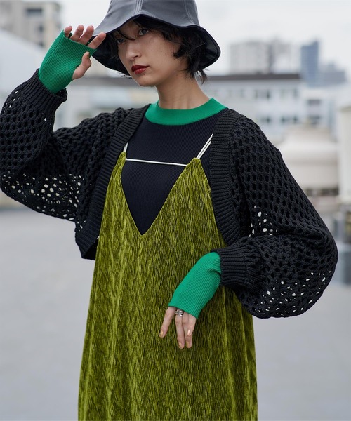 miette（ミエット）の「ダブルストラップベロアキャミワンピース（ワンピース・レディース・ブラック/グリーン・FREE）」の16枚目の写真