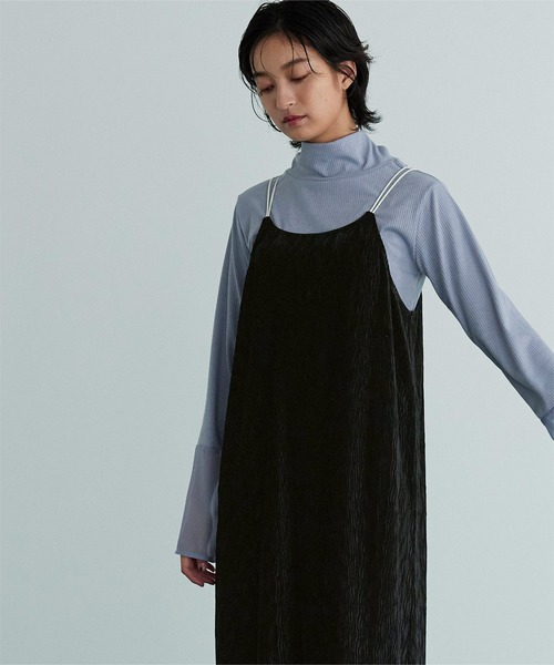 miette（ミエット）の「ダブルストラップベロアキャミワンピース（ワンピース・レディース・ブラック/グリーン・FREE）」の5枚目の写真