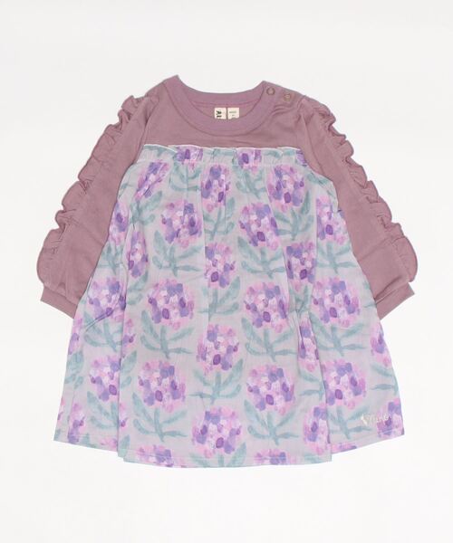 nino（ニノ）の「ワンピース　フラワーｐｔ（ワンピース・キッズ・ラベンダー/ブラック・100cm/110cm/120cm/90cm）」の4枚目の写真