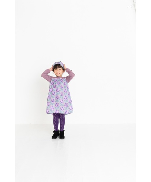nino（ニノ）の「ワンピース　フラワーｐｔ（ワンピース・キッズ・ラベンダー/ブラック・100cm/110cm/120cm/90cm）」の9枚目の写真
