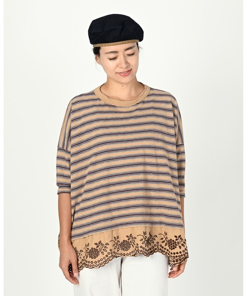 45R アルルのデイリービッグスリットTシャツ ダークグレー ウール100