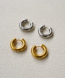 金属アレルギー対応 シンプルフープピアス ゴールド(両耳)×シルバー(両耳)セット S0760【IAMUSE】