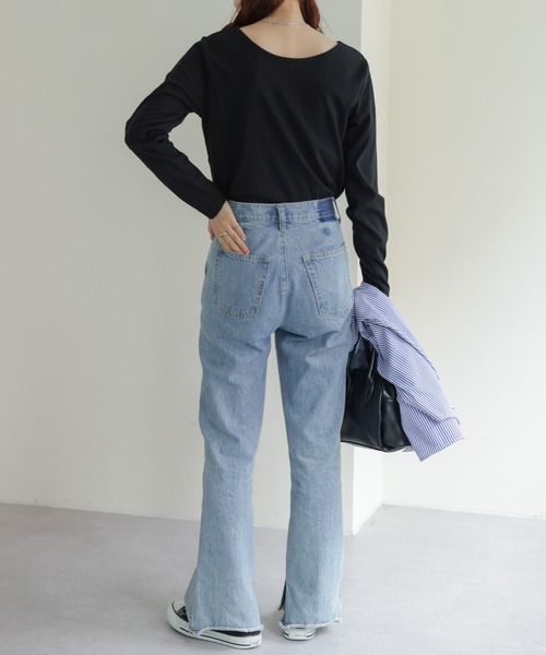 DISCOAT(ディスコート)の「【前後2WAY】スクエアネックロングスリーブ(Tシャツ/カットソー・レディース・ライトグレー/ブラック/グリーン/アイボリー・FREE)」の11枚目の写真