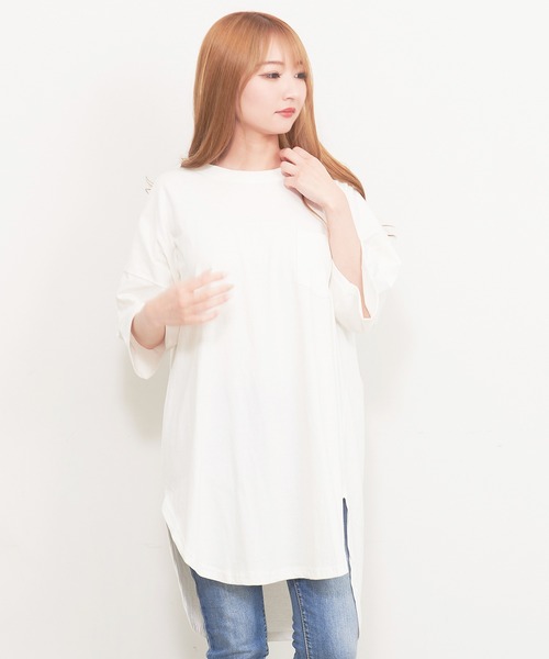 SILVER BULLET（シルバーバレット）の「『BANANA TRIP/バナナトリップ』裾ヘムBIG Tシャツ【b】（Tシャツ/カットソー・レディース・ホワイト/ブラック/カーキ・M/L）」の2枚目の写真