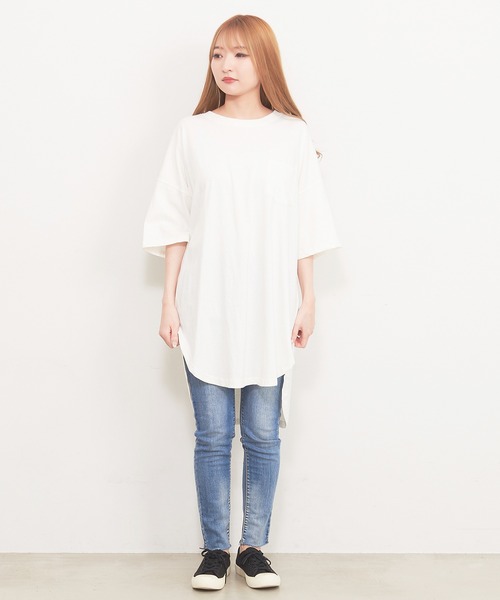 SILVER BULLET（シルバーバレット）の「『BANANA TRIP/バナナトリップ』裾ヘムBIG Tシャツ【b】（Tシャツ/カットソー・レディース・ホワイト/ブラック/カーキ・M/L）」の6枚目の写真