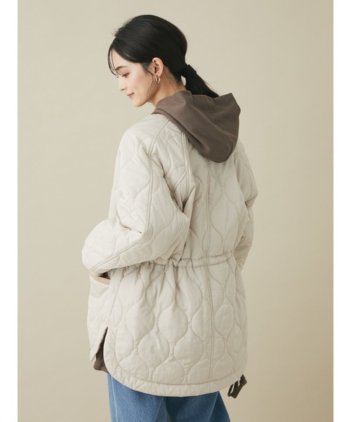 CRAFT STANDARD BOUTIQUE(クラフトスタンダードブティック)の「キルティングミドル丈コート *◆(ノーカラーコート・レディース・カーキ/アイボリー/ダークネイビー・FREE)」の5枚目の写真