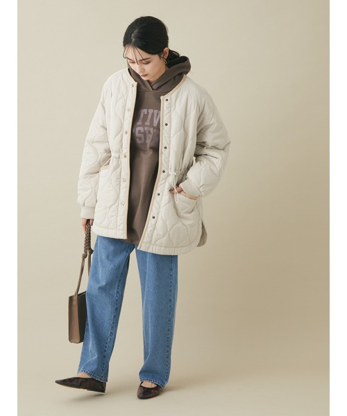 CRAFT STANDARD BOUTIQUE(クラフトスタンダードブティック)の「キルティングミドル丈コート *◆(ノーカラーコート・レディース・カーキ/アイボリー/ダークネイビー・FREE)」の6枚目の写真