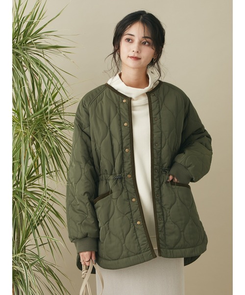 CRAFT STANDARD BOUTIQUE(クラフトスタンダードブティック)の「キルティングミドル丈コート *◆(ノーカラーコート・レディース・カーキ/アイボリー/ダークネイビー・FREE)」の8枚目の写真