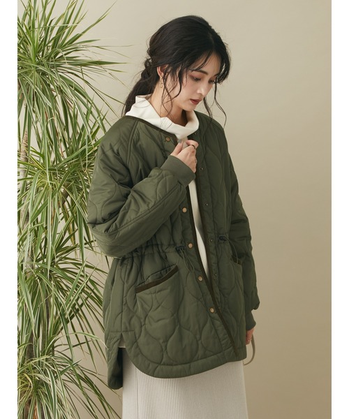 CRAFT STANDARD BOUTIQUE(クラフトスタンダードブティック)の「キルティングミドル丈コート *◆(ノーカラーコート・レディース・カーキ/アイボリー/ダークネイビー・FREE)」の9枚目の写真