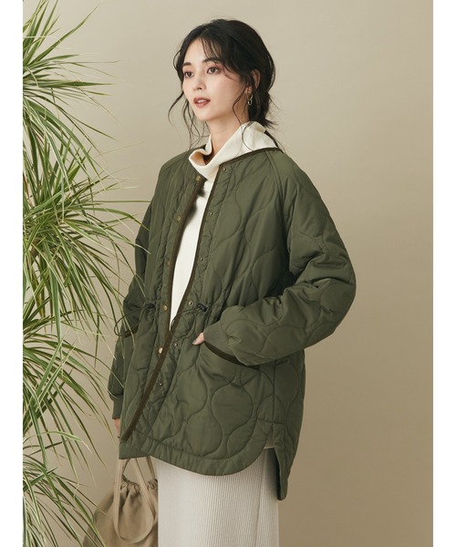 CRAFT STANDARD BOUTIQUE(クラフトスタンダードブティック)の「キルティングミドル丈コート *◆(ノーカラーコート・レディース・カーキ/アイボリー/ダークネイビー・FREE)」の10枚目の写真