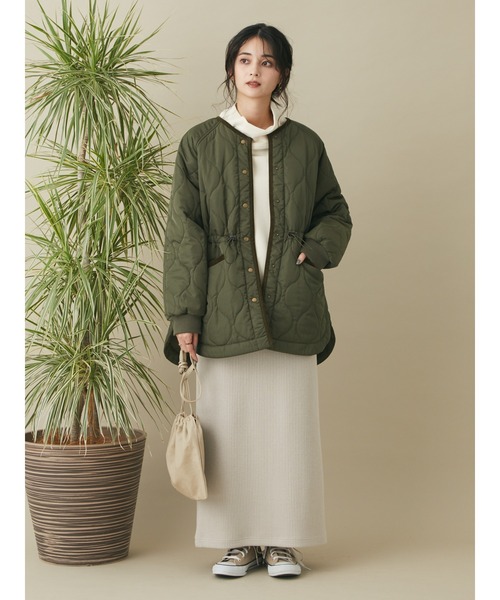 CRAFT STANDARD BOUTIQUE(クラフトスタンダードブティック)の「キルティングミドル丈コート *◆(ノーカラーコート・レディース・カーキ/アイボリー/ダークネイビー・FREE)」の11枚目の写真