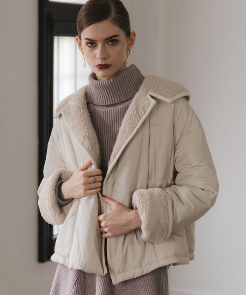 Cheek(チーク)の「中綿ボアジャケット(その他アウター・レディース・アイボリー/グレー/ベージュ・FREE)」の2枚目の写真