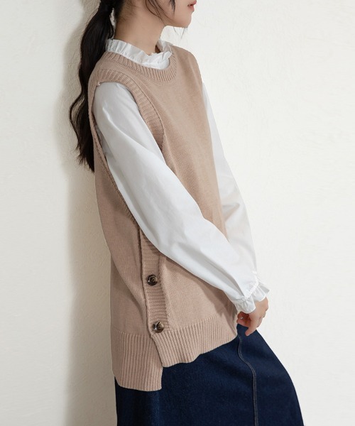 セール】ラウンドネックニットベスト（ベスト）｜Doux Belle