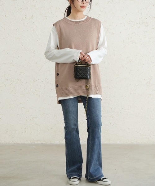 Doux Belle（ドゥーベル）の「ラウンドネックニットベスト（ベスト・レディース・ベージュ/ブルー/グレー/ブラック・MEDIUM/X-LARGE/SMALL/LARGE）」の20枚目の写真