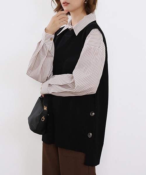 Doux Belle(ドゥーベル)の「ラウンドネックニットベスト(ベスト・レディース・ベージュ/ブルー/グレー/ブラック・MEDIUM/X-LARGE/SMALL/LARGE)」の13枚目の写真