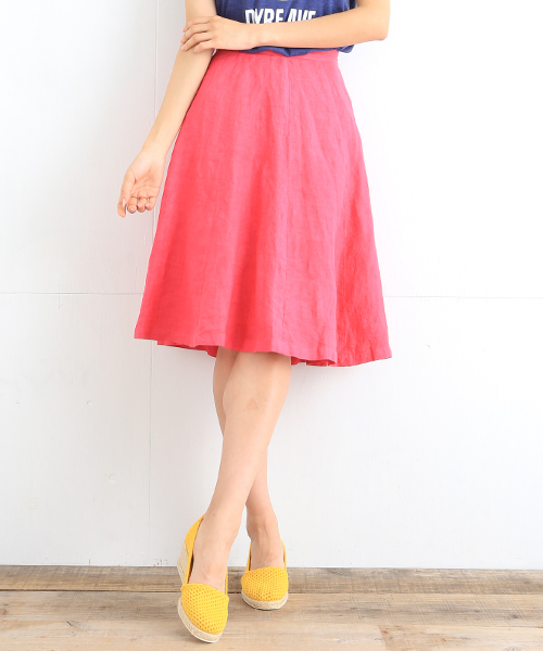 B:MING by BEAMS（ビーミングバイビームス）の「＜VERY 5月号掲載＞ビーミング by ビームス / リネンミモレスカート（スカート・レディース・ネイビー/ピンク/ホワイト・MEDIUM/SMALL）」の3枚目の写真