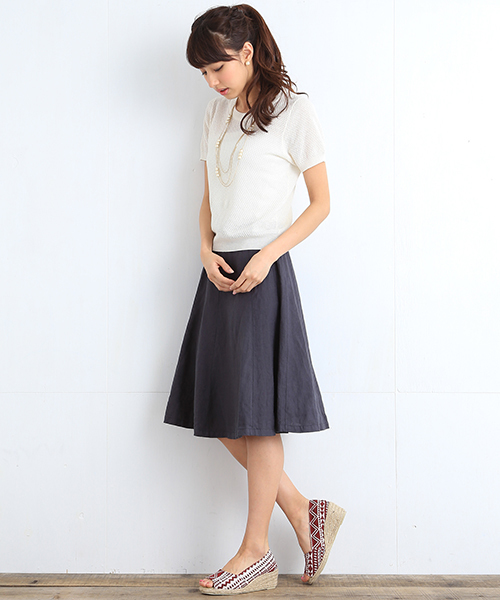 B:MING by BEAMS（ビーミングバイビームス）の「＜VERY 5月号掲載＞ビーミング by ビームス / リネンミモレスカート（スカート・レディース・ネイビー/ピンク/ホワイト・MEDIUM/SMALL）」の8枚目の写真
