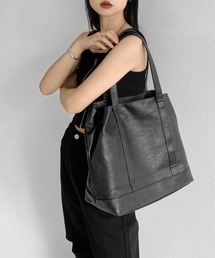 LVEU. | 【LVEU.】シンプルトートバッグ / バッグ 鞄 BAG トート A4 通勤 通学 ユニセックス 男女兼用 合皮 ブラック 大容量(トートバッグ)