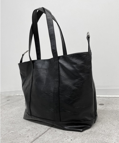 LVEU.(ラブユ.)の「【LVEU.】シンプルトートバッグ / バッグ 鞄 BAG トート A4 通勤 通学 ユニセックス 男女兼用 合皮 ブラック 大容量(トートバッグ・レディース・ブラック・FREE)」の6枚目の写真
