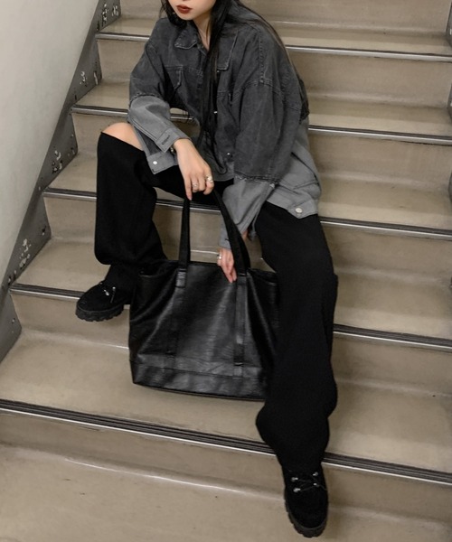 LVEU.(ラブユ.)の「【LVEU.】シンプルトートバッグ / バッグ 鞄 BAG トート A4 通勤 通学 ユニセックス 男女兼用 合皮 ブラック 大容量(トートバッグ・レディース・ブラック・FREE)」の22枚目の写真