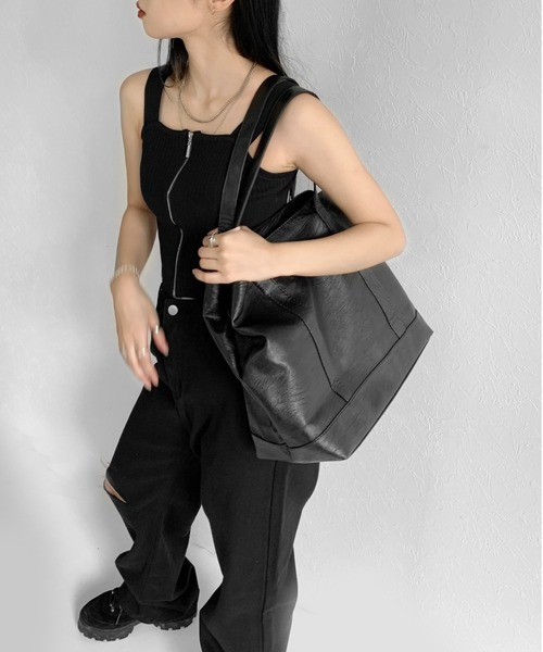 LVEU.(ラブユ.)の「【LVEU.】シンプルトートバッグ / バッグ 鞄 BAG トート A4 通勤 通学 ユニセックス 男女兼用 合皮 ブラック 大容量(トートバッグ・レディース・ブラック・FREE)」の12枚目の写真