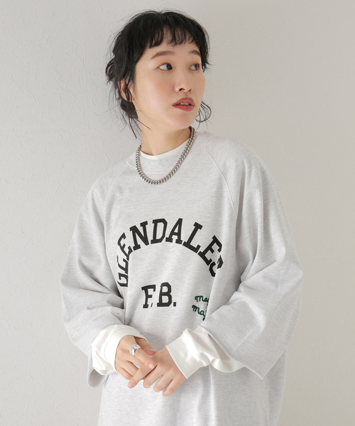 U by SPICK&SPAN(ユーバイスピックアンドスパン)の「【SCREEN STARS / スクリーンスターズ】 20/ソウテンジク ロゴ Big プルオーバー(Tシャツ/カットソー・レディース・ライトグレー/レッド/ネイビー・MEDIUM)」の1枚目の写真