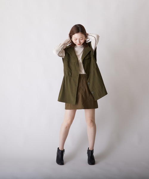 PAPAVER（パパヴェル）の「【papaver】ツイルカーゴミニSK（スカート・レディース・ブラック/カーキ・MEDIUM）」の4枚目の写真