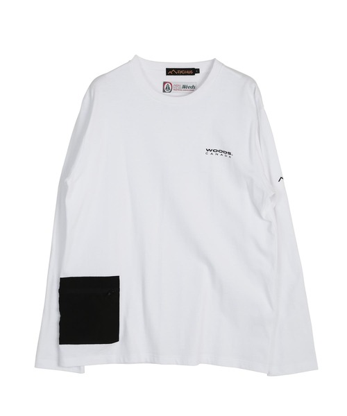 Woods(ウッズ)の「WOODS(ウッズ)コラボ ファスナーポケットコットン長袖Tシャツ(Tシャツ/カットソー・メンズ・ホワイト/ブラック・MEDIUM/LARGE)」の14枚目の写真