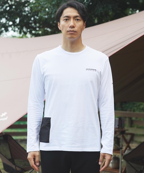 Woods(ウッズ)の「WOODS(ウッズ)コラボ ファスナーポケットコットン長袖Tシャツ(Tシャツ/カットソー・メンズ・ホワイト/ブラック・MEDIUM/LARGE)」の7枚目の写真