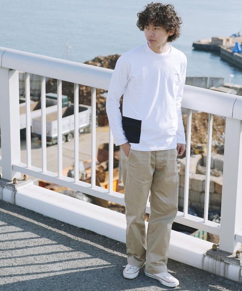 Woods(ウッズ)の「WOODS(ウッズ)コラボ ファスナーポケットコットン長袖Tシャツ(Tシャツ/カットソー・メンズ・ホワイト/ブラック・MEDIUM/LARGE)」の6枚目の写真